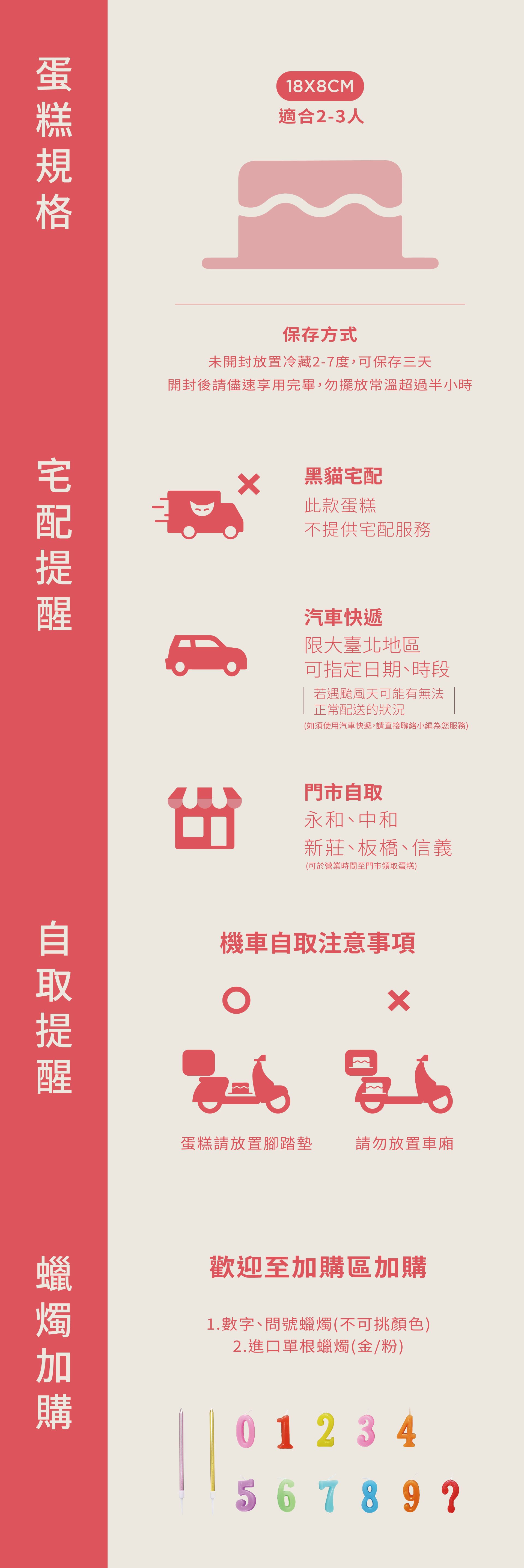 草莓鮮奶油蛋糕尺寸、配送介紹