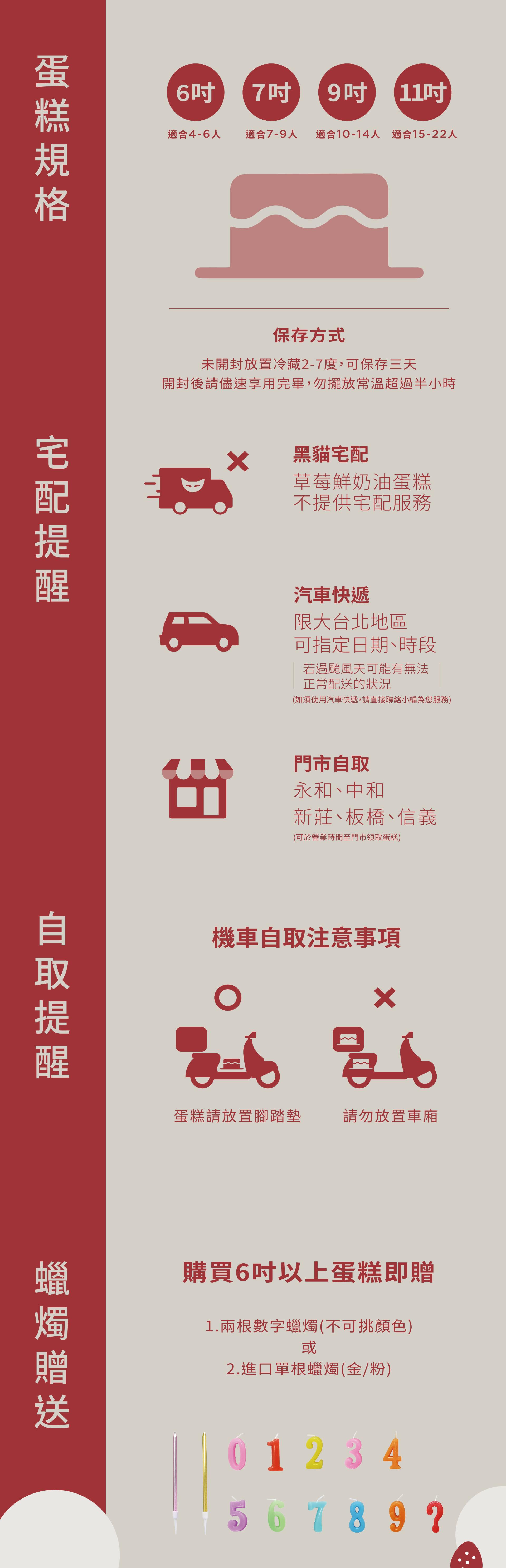 草莓鮮奶油蛋糕尺寸介紹，可宅配、自取