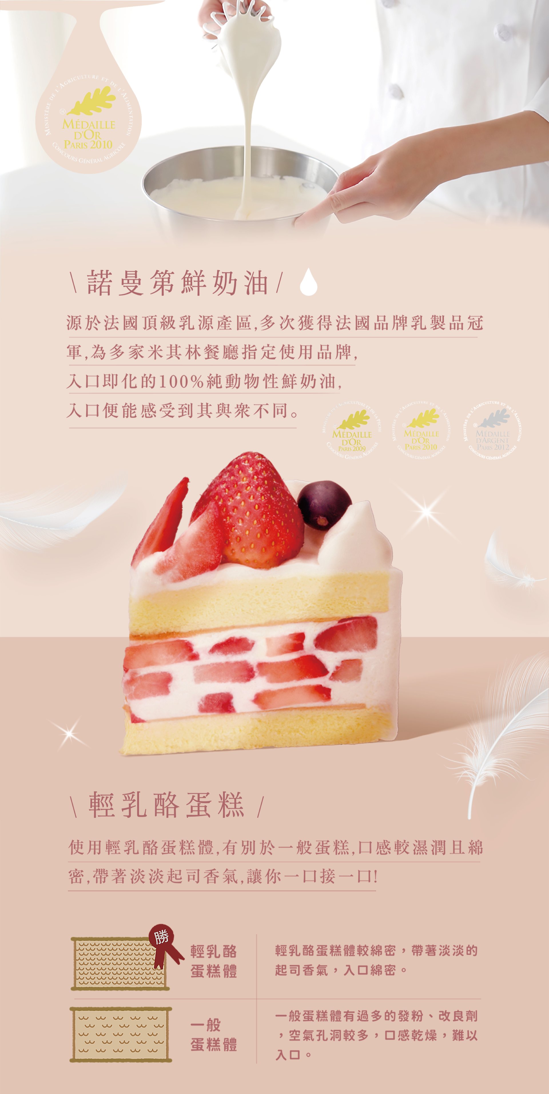 諾曼地鮮奶油，源於法國頂級產區，多次獲得法國品牌冠軍，入口便能改授與眾不同