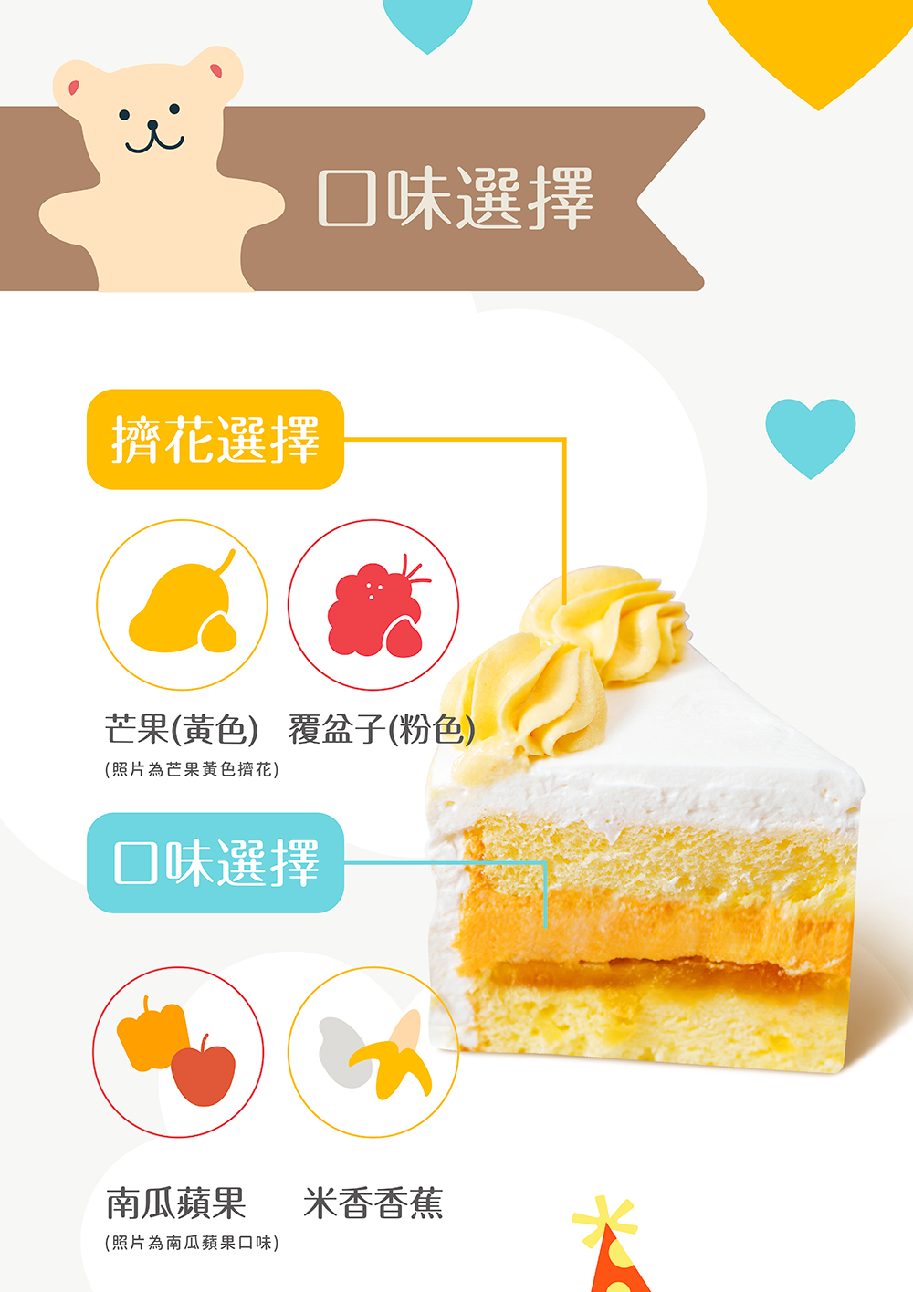 寶寶蛋糕內餡選擇，及擠花都可以自由搭配