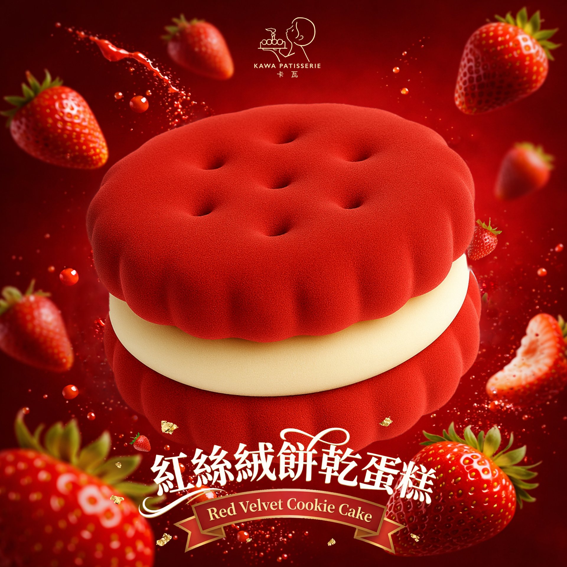 限定-紅絲絨EMOJI餅乾蛋糕，最療癒的生日蛋糕