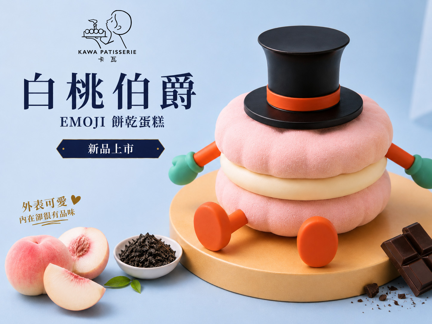 白桃伯爵EMOJI餅乾蛋糕,最療癒的生日蛋糕