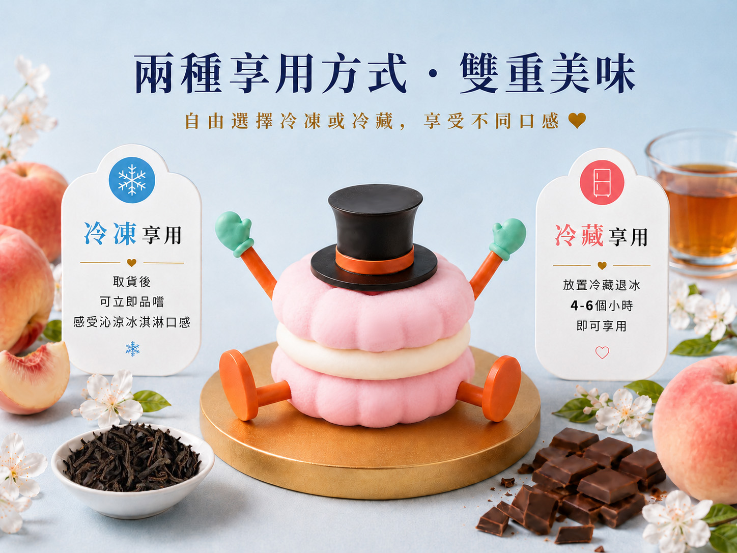義式冰淇淋乳脂含量遠低於美式冰淇淋,所以要儘快進冰箱,讓蛋糕不會變形或是融化